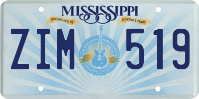 MS license plate ZIM519