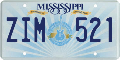 MS license plate ZIM521