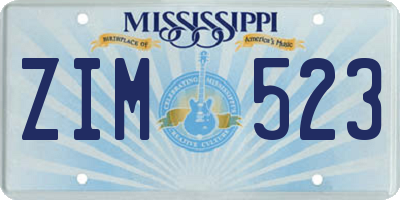 MS license plate ZIM523