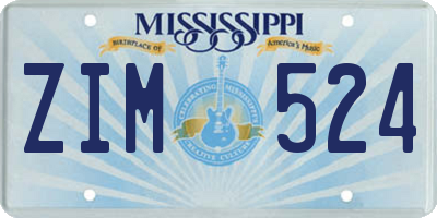 MS license plate ZIM524