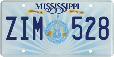 MS license plate ZIM528
