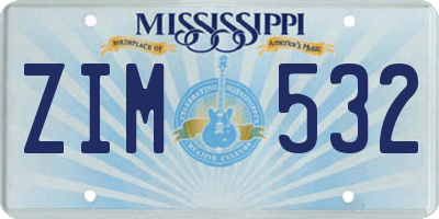 MS license plate ZIM532