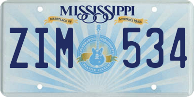 MS license plate ZIM534