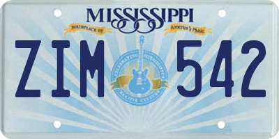 MS license plate ZIM542