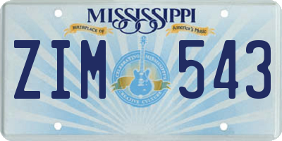 MS license plate ZIM543