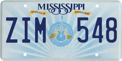 MS license plate ZIM548