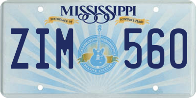 MS license plate ZIM560