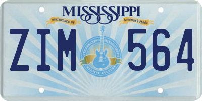 MS license plate ZIM564