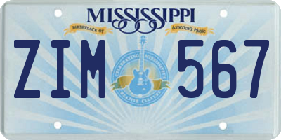 MS license plate ZIM567