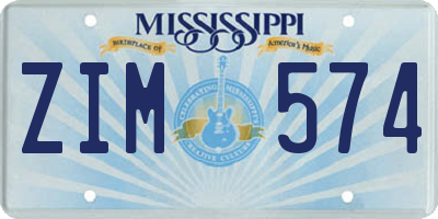 MS license plate ZIM574
