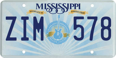 MS license plate ZIM578