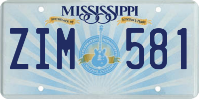 MS license plate ZIM581