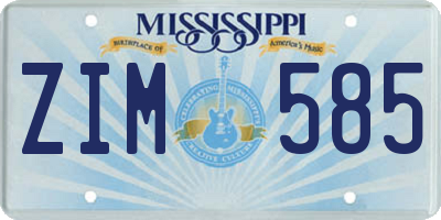 MS license plate ZIM585