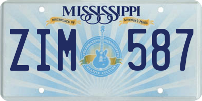 MS license plate ZIM587