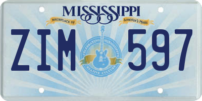 MS license plate ZIM597