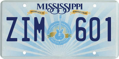 MS license plate ZIM601