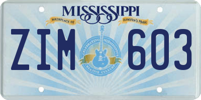 MS license plate ZIM603