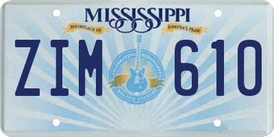MS license plate ZIM610