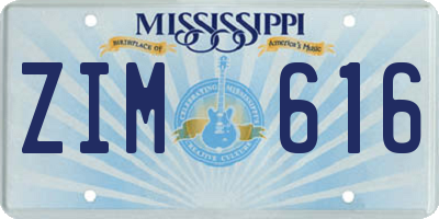 MS license plate ZIM616