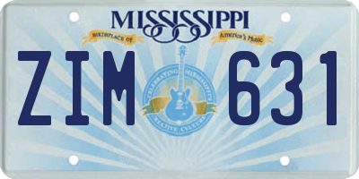 MS license plate ZIM631