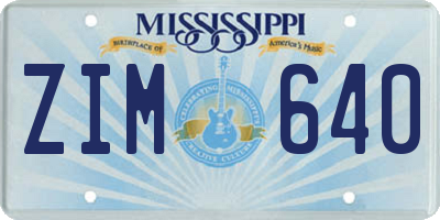 MS license plate ZIM640