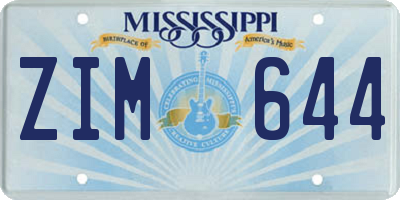 MS license plate ZIM644