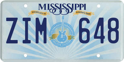 MS license plate ZIM648