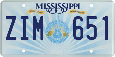 MS license plate ZIM651