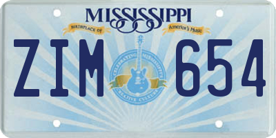 MS license plate ZIM654