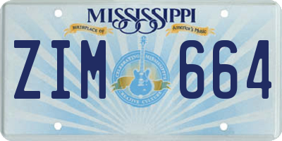 MS license plate ZIM664
