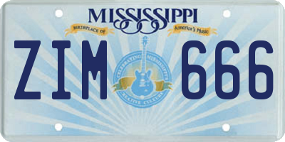 MS license plate ZIM666