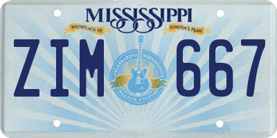 MS license plate ZIM667