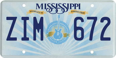 MS license plate ZIM672
