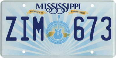 MS license plate ZIM673