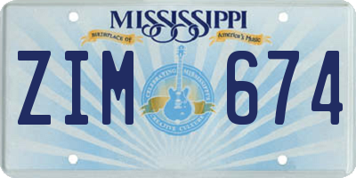 MS license plate ZIM674