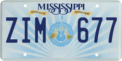 MS license plate ZIM677
