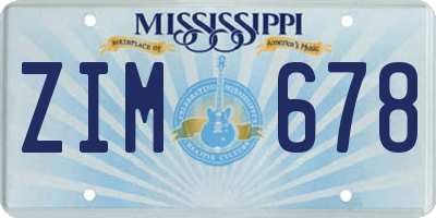 MS license plate ZIM678