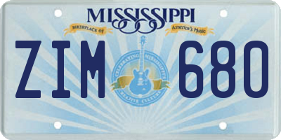 MS license plate ZIM680