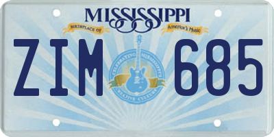 MS license plate ZIM685
