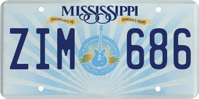 MS license plate ZIM686
