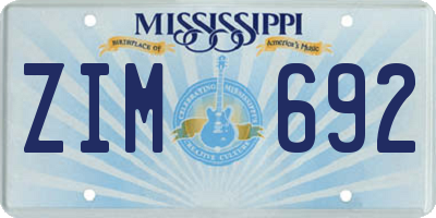 MS license plate ZIM692