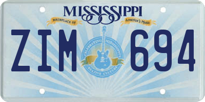 MS license plate ZIM694