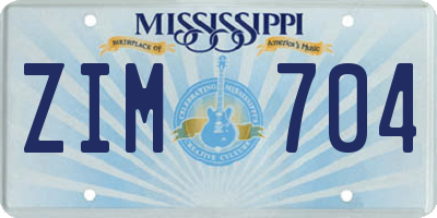 MS license plate ZIM704