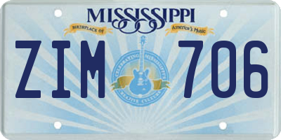 MS license plate ZIM706