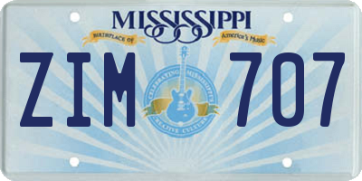 MS license plate ZIM707