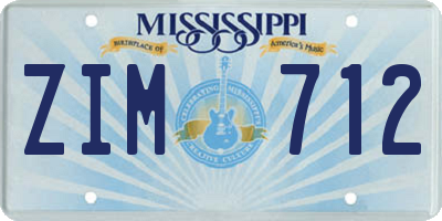MS license plate ZIM712