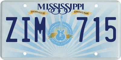 MS license plate ZIM715