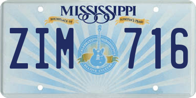 MS license plate ZIM716