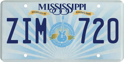 MS license plate ZIM720