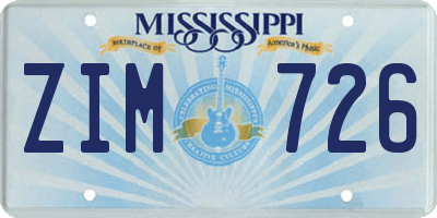 MS license plate ZIM726